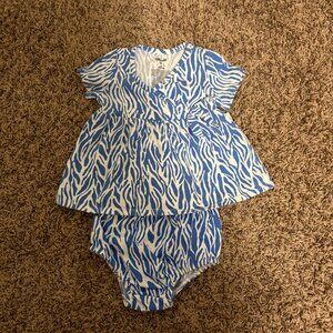 Diane Von Furstenberg for Target Wrap Dress 12 Month Blue and White Diaper Cover